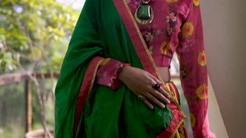 Beautiful Indian woman in traditional chaniya choli for navratri. Navratri is an Indian Festival