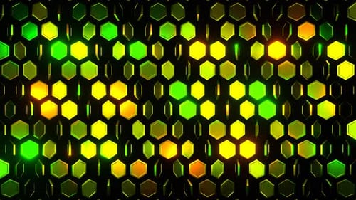 Grüner und orangefarbener abstrakter Sechseck-Rotationshintergrund Vj Loop In 4K