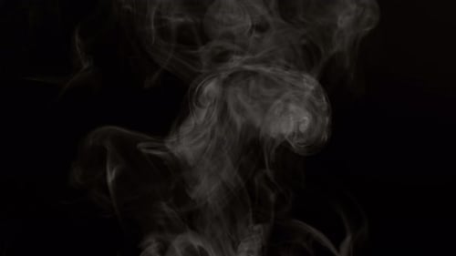 Wispy Smoke Rising on Black Background, Motion Graphic