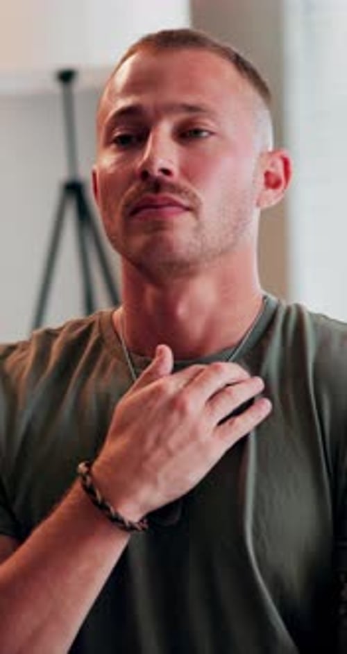 EFT, tapping and man in therapy for healing with anxiety relief, holistic wellness