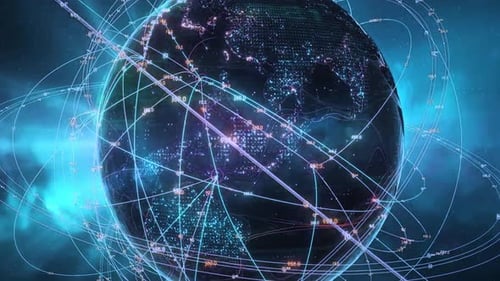 Globe with glowing network connections