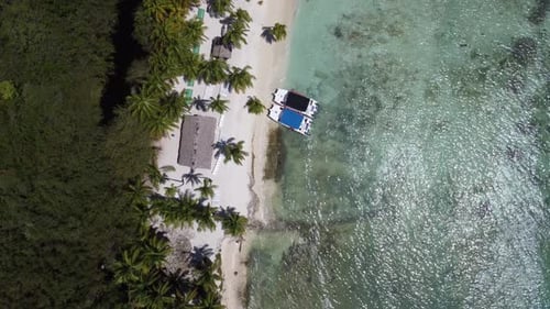 Speedboats stopped near the island, Dominican Republic