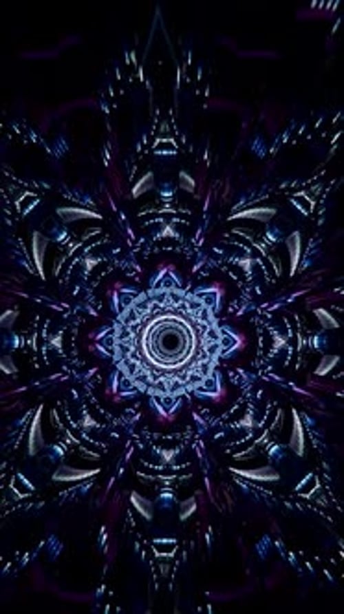 Abstract Glowing Mandala Tunnel Loop Background