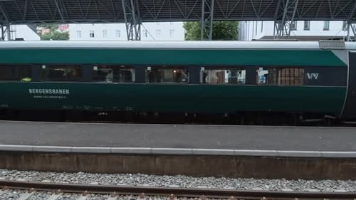 Train Carriage Rests at Bergen Train Station in Norway.
