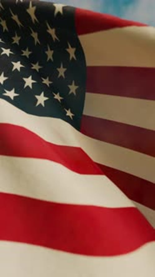 Realistic Waving American Flag Vertical Stock Video