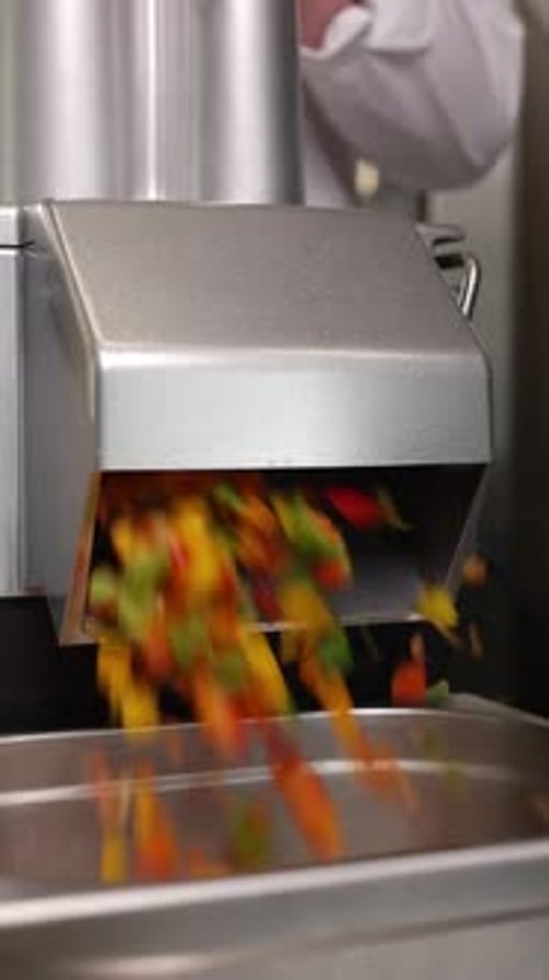 The chef prepares vegetables. Close-up