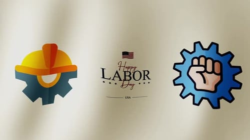Happy Labor Day Wave Background Loop Animation