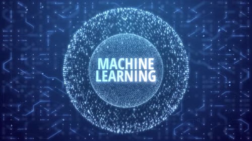 Machine Learning Concept over Matrix sphere on circuitry background HD