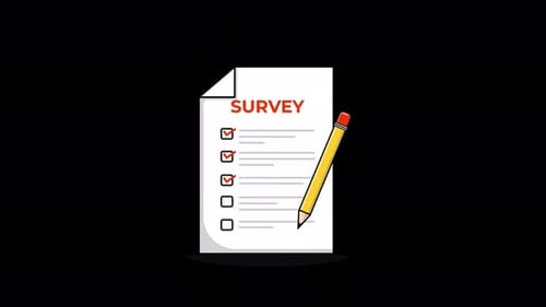 Flat Design Animated Survey Form with Checking Pencil