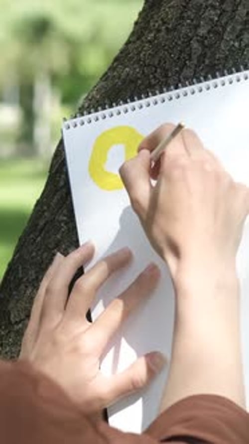 Drawing on Tree Trunk