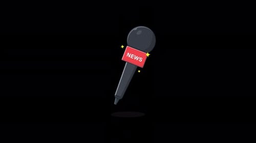 Animated News Microphone. Press Media Concept Video - Transparent
