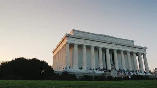 Tourists are Walking Near the Lincoln Memorial