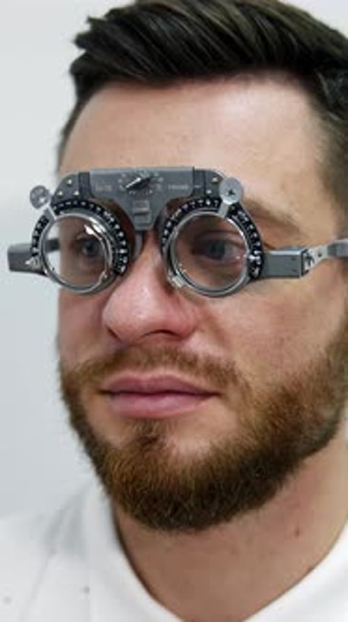 Man Having an Eye Exam Close-Up