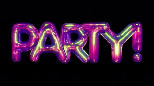 Neon Party Balloon Text Animation Reveal