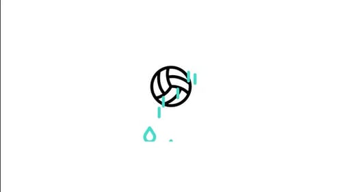 Volleyball Icon with Falling Rain Droplets Animation