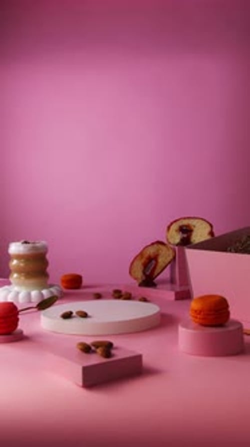 Placing Almond Topped Berliner Donut frontal view