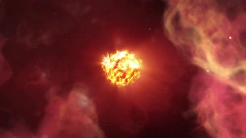Pulsating Fiery Star in Deep Space Nebula Animation