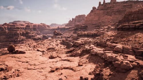 Breathtaking Sunset Over Canyon with Glowing Sandstone Formations and Shadows
