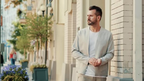 Fashionable Man Posing on City Street