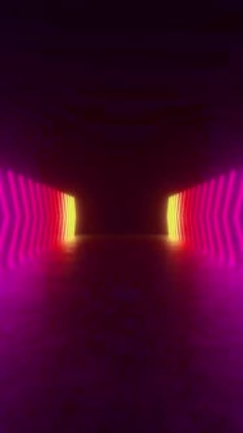 Abstract Neon Light Tunnel Loop Background