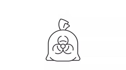 Icono animado de la línea de bolsas de residuos infecciosos