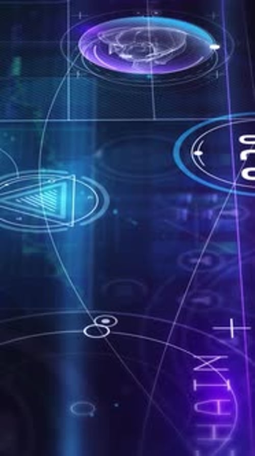 Animated Futuristic Blockchain Data Network HUD Background