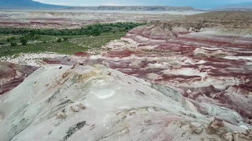 Aerial View of Amazing Utah Desert Landscape, Layered Sandstone Formations amd Hills Near Hanksville
