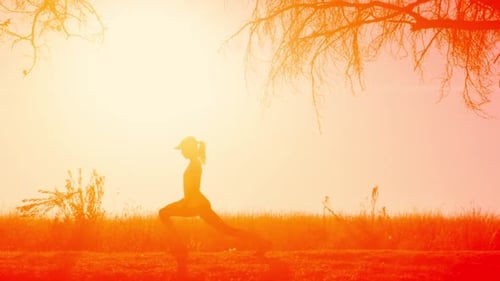 Woman Running/ Warming Up at Sunrise Action