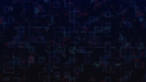 Abstract Matrix Background with Moving Squares and Dots