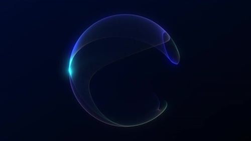 Looping vertical green gradient sphere with glowing neon edges and smooth minimal motion