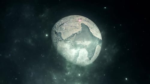 Rotating Earth-like Planet in Starfield Background