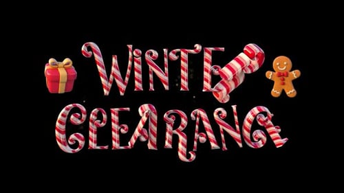 Festive Winter Clearance Candy Cane Text Animation