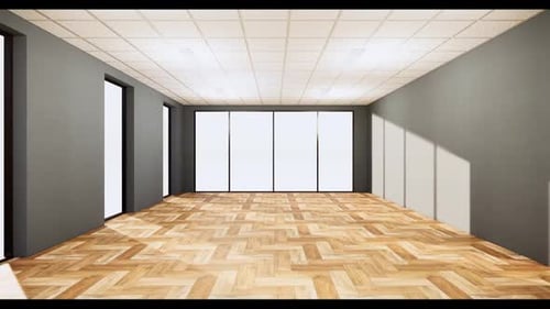 Modern 3D Office Room Camera Flythrough Animation