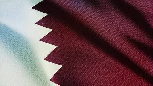 Realistic Waving Fabric Flag of Qatar