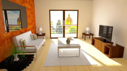 Modern Living Room Interior 3D Architectural Visualization Pan