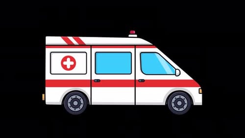 Flat Design Ambulance Emergency Vehicle Animation