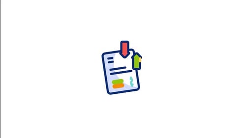 Animated Document Icon Representing Financial Data Flow and Transaction
