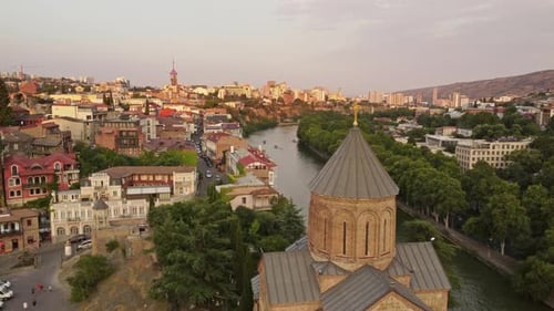 Metekhi Church in Tbilisi at Sunset