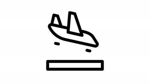 Animated Line Icon of Airplane Taking Off