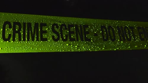 Crime Scene Tape at Night Close Up