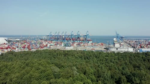 International Container Port Drone Cinematic Shot