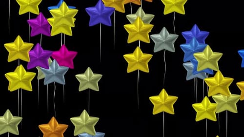 Animated Colorful Star Balloons Floating Up Overlay