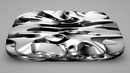 Abstract Silver Liquid Metal Morphing Shapes Background
