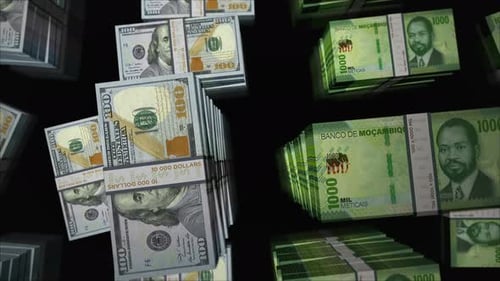 US Dollar and Mozambique Metical money exchange loop