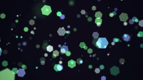 3D-Animation, Bokeh-Sechsecke, Partikel, abstraktes Bewegungslicht