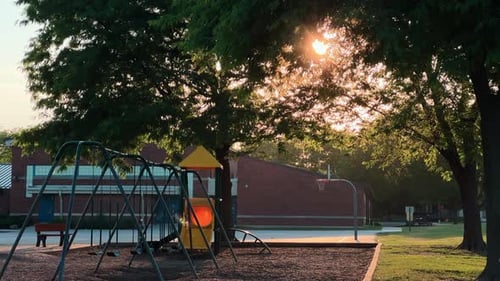 Empty Playground at Sunset Background Loop Close Up Shot