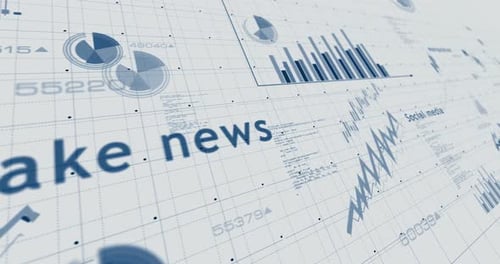 Fake news charts and graphs 3d diagram on paper