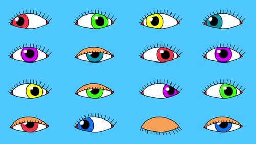Animated Cartoon Eyes Blinking and Looking Around