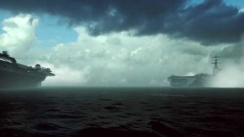 Large Aircraft Carriers In The Ocean.