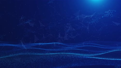 Dynamic Blue Digital Wave Particles Technology Background